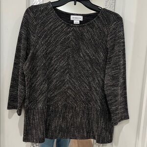 Liz Claiborne Black and White Herringbone Top